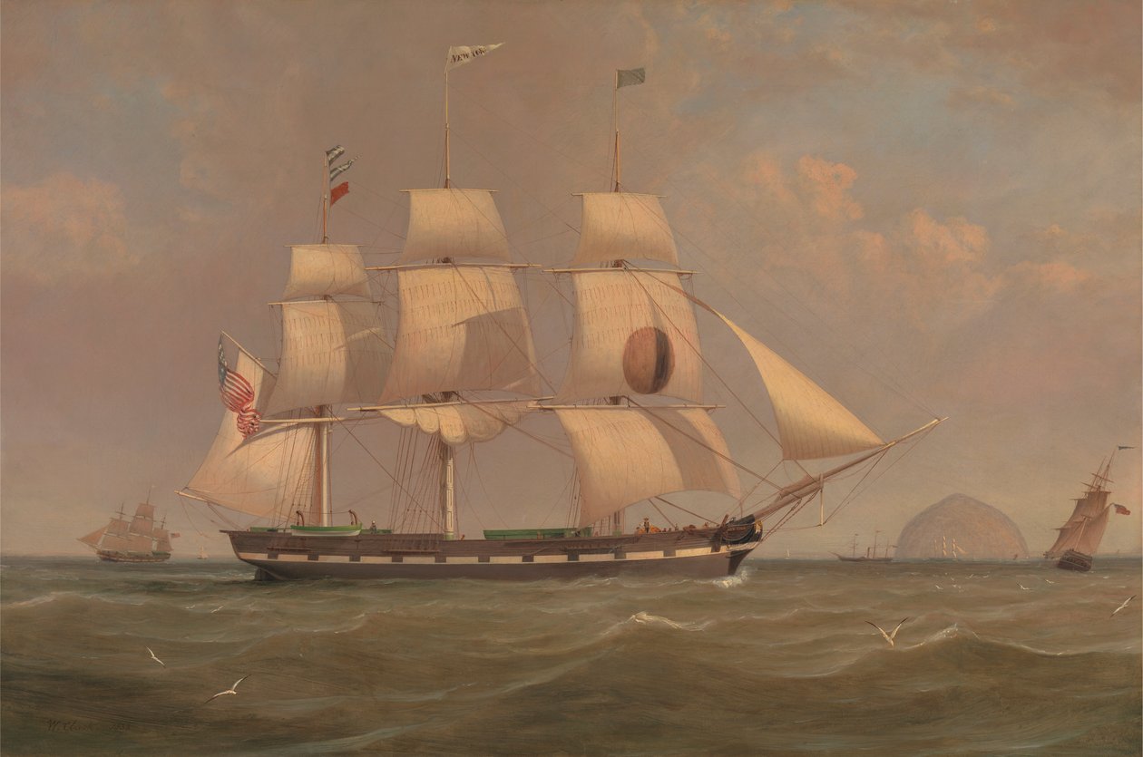 Statek pakietowy Black Ball Line „New York” u wybrzeży Ailsa Craig autorstwa William Clark