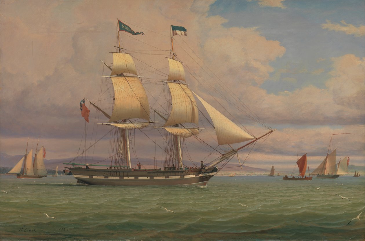 Angielski bryg „Norval” przed wiatrem autorstwa William Clark