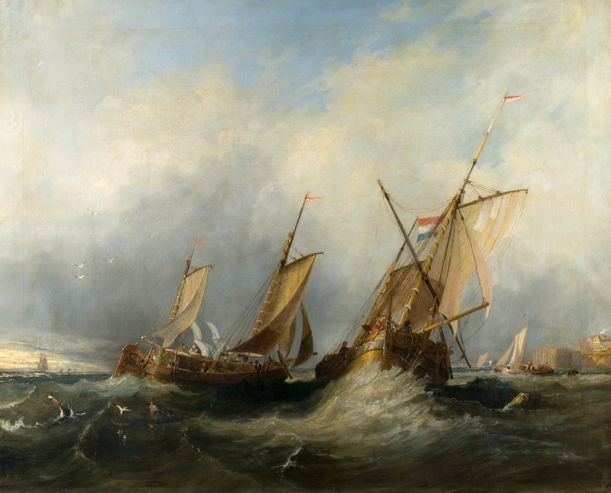 Holenderskie statki żeglugowe biorące blask autorstwa William Clarkson (attr. to) Stanfield
