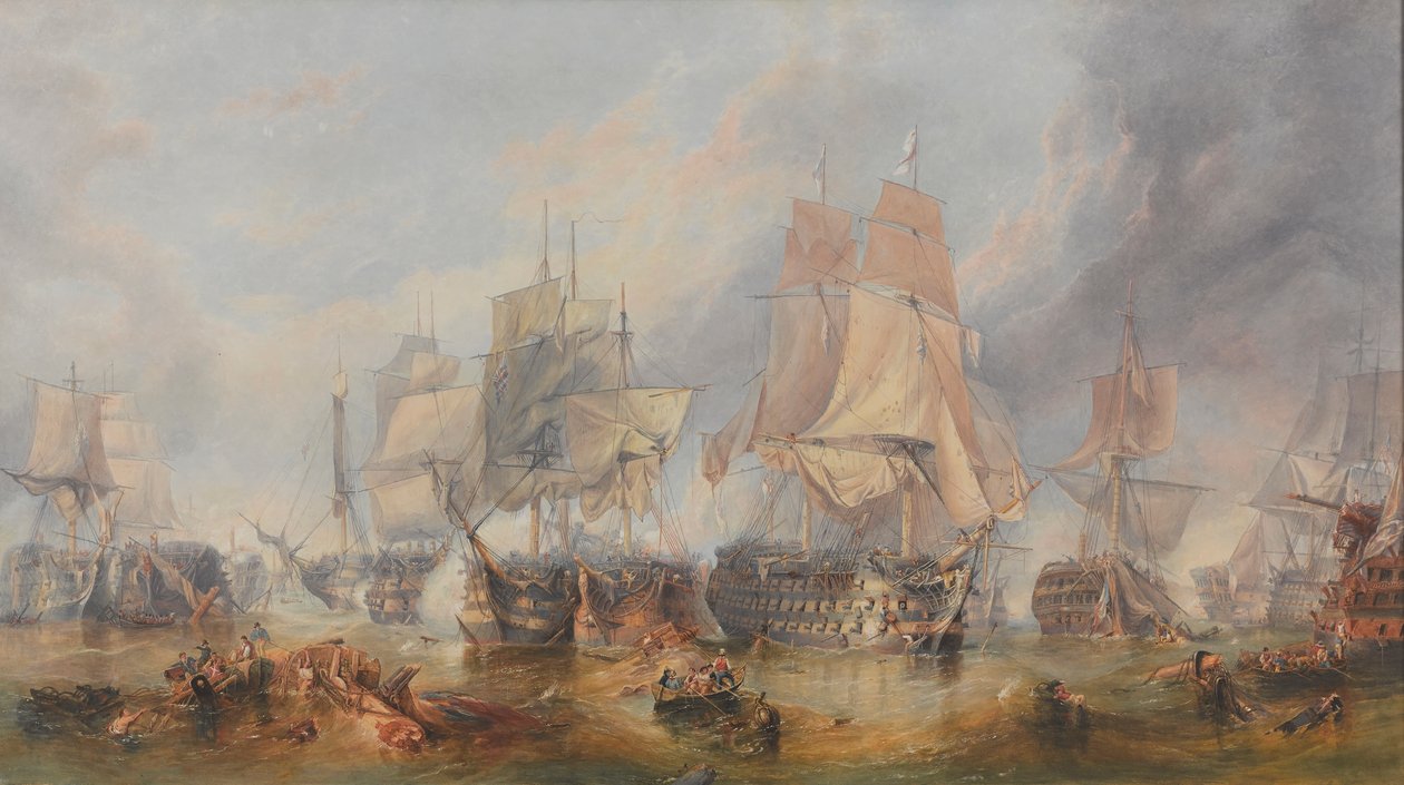 Bitwa pod Trafalgarem, 21 października 1805 (olej na płótnie) autorstwa William Clarkson (manner of) Stanfield