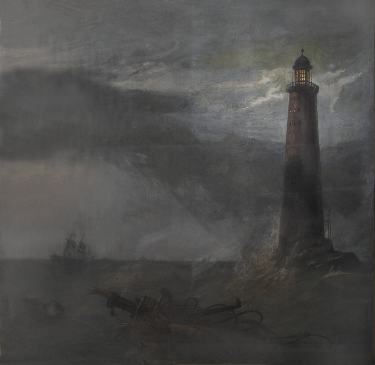 Act drop dla The Lighthouse, 1855 (gwasz na płótnie) autorstwa Clarkson Frederick Stanfield