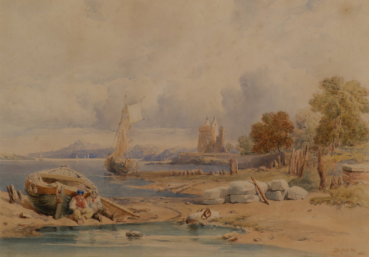 Zamek Barnbougle w pobliżu Crammond na Forth autorstwa Clarkson Frederick Stanfield