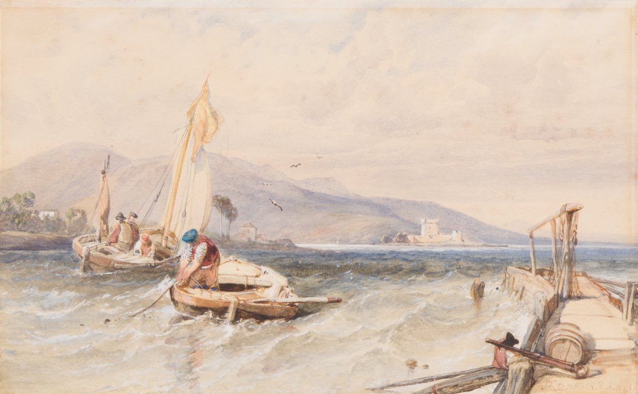 Zamek Douglas, Loch Leven, 1849 r. autorstwa Clarkson Frederick Stanfield