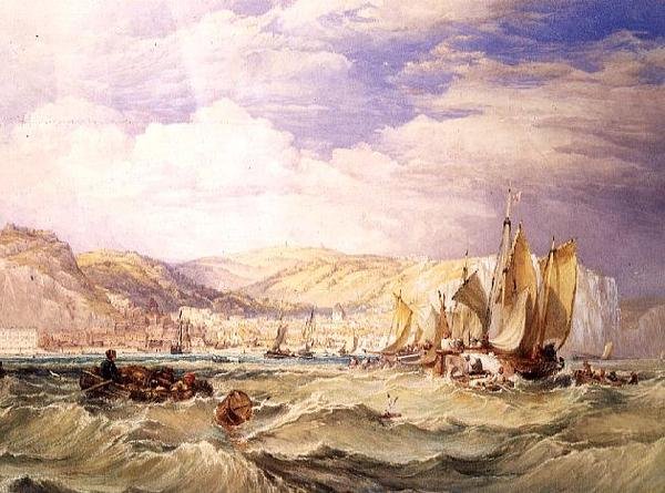 Łodzie rybackie z Hastings (akwarela na papierze) autorstwa Clarkson Frederick Stanfield