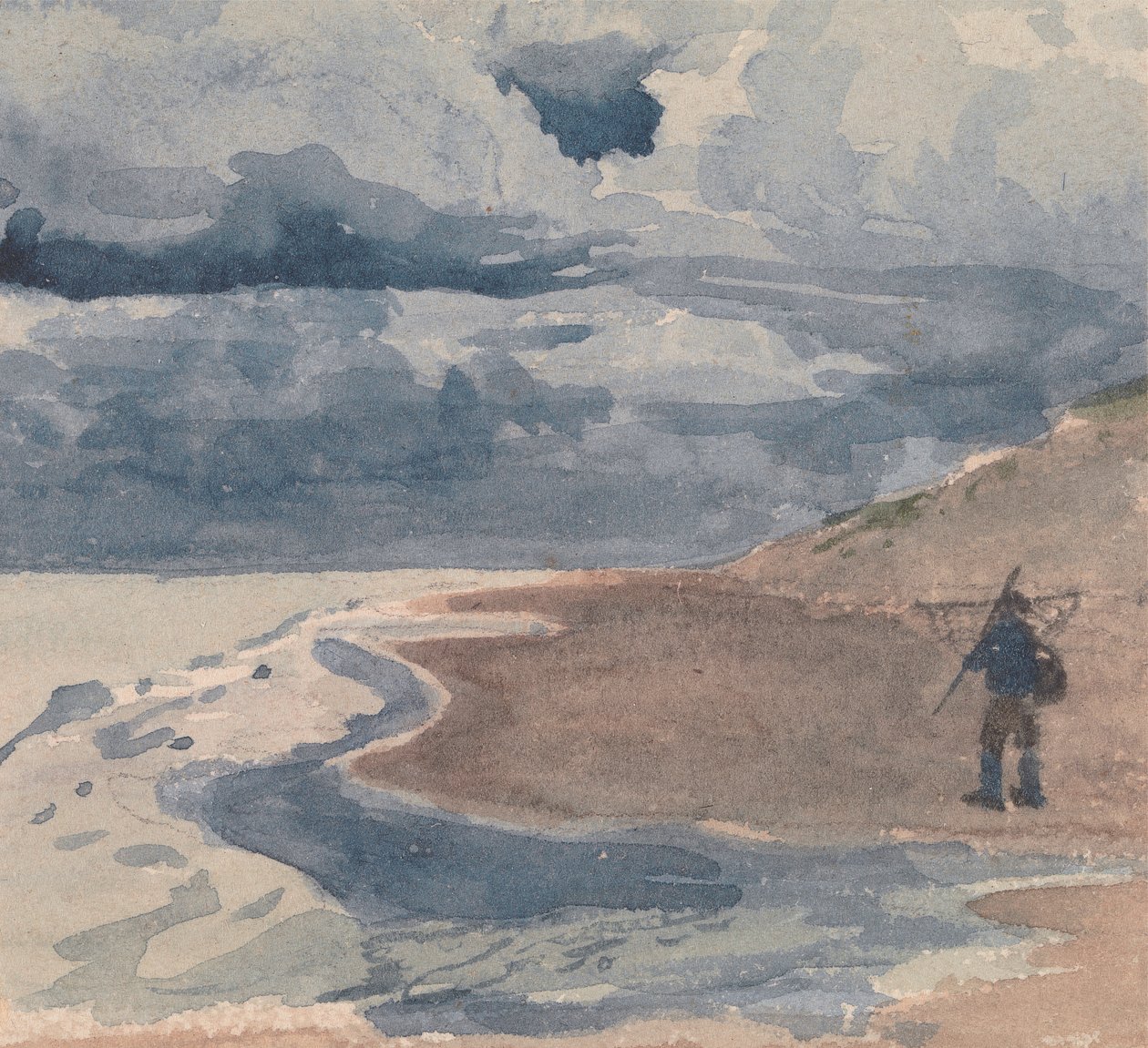 Krajobraz z mężczyzną na plaży autorstwa William Collins
