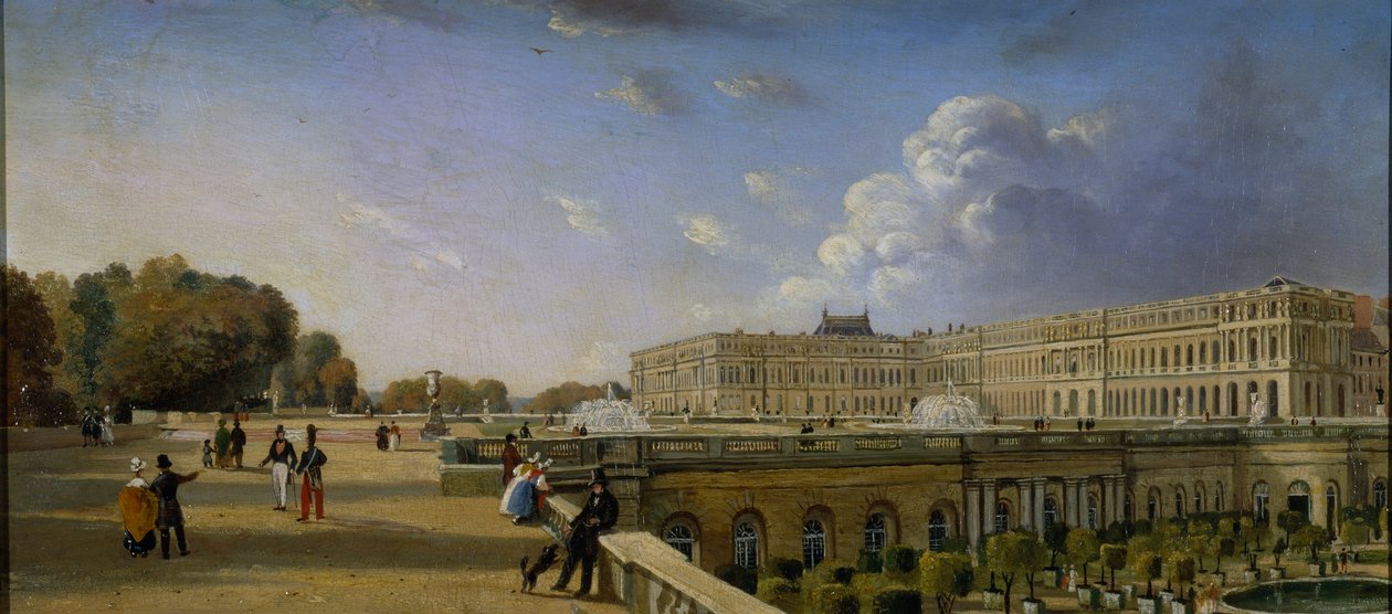 Pałac i Taras w Wersalu, ok. 1825-35 (olej na desce) autorstwa William Cowen