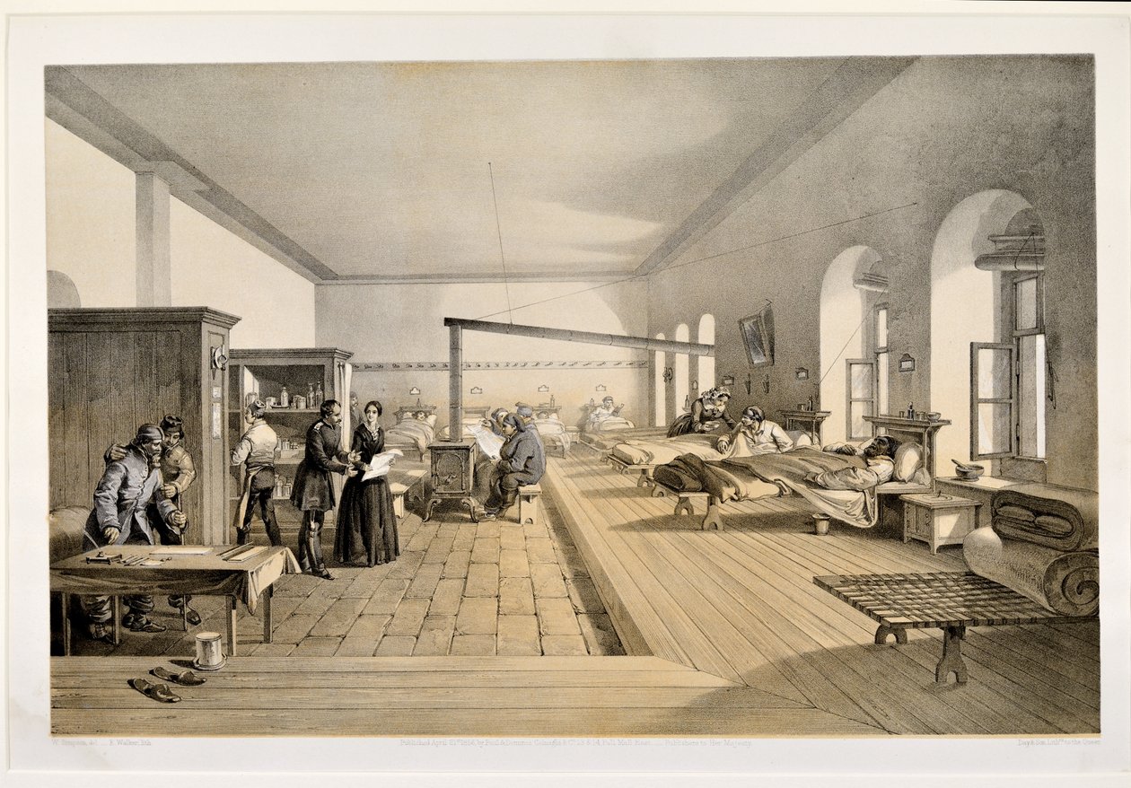 Oddział w szpitalu w Scutari, grawerowane przez E. Walkera, 1856 autorstwa William Crimea Simpson