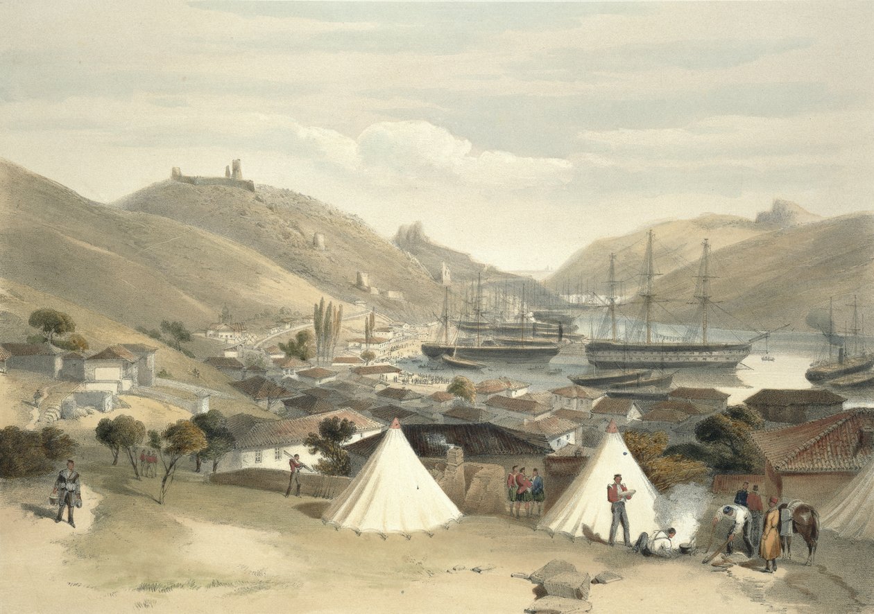 Bałakława, patrząc w stronę morza, zdjęcie z "Miejsca wojny na wschodzie", 1856 r. autorstwa William Crimea Simpson
