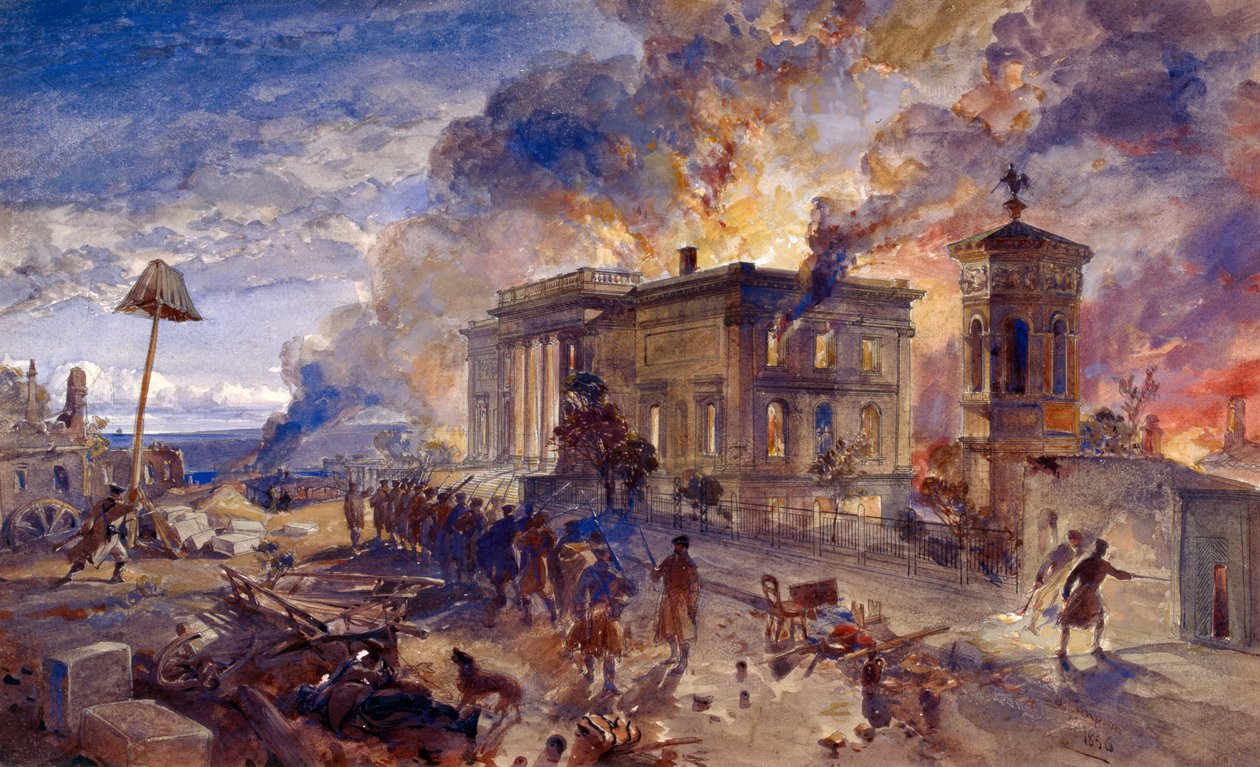 Płonąca Świątynia Wiatrów, 1856 r. autorstwa William Crimea Simpson