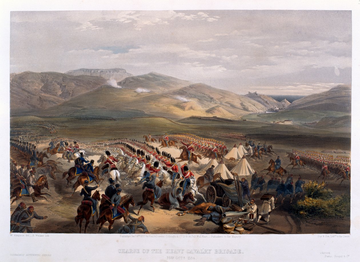 Szarża ciężkiej brygady w bitwie pod kominiarką, 1854 autorstwa William Crimea Simpson