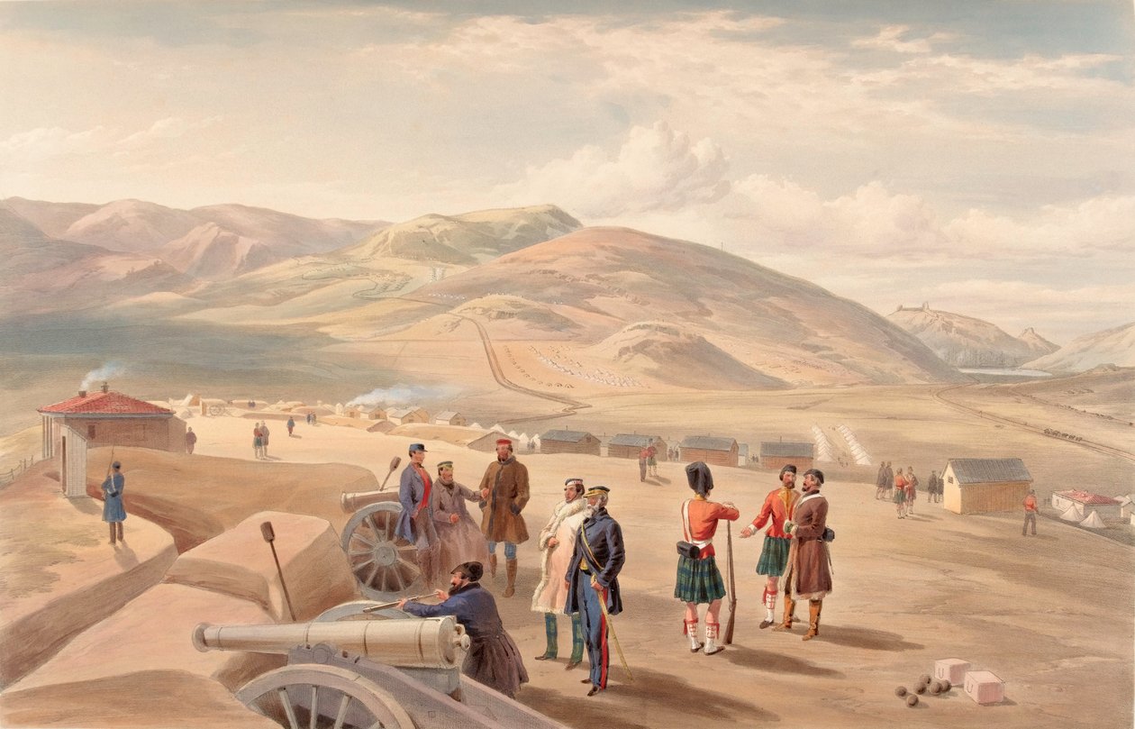 ?Obóz Brygady Górskiej, patrząc na południe?, 1855 r.? autorstwa William Crimea Simpson