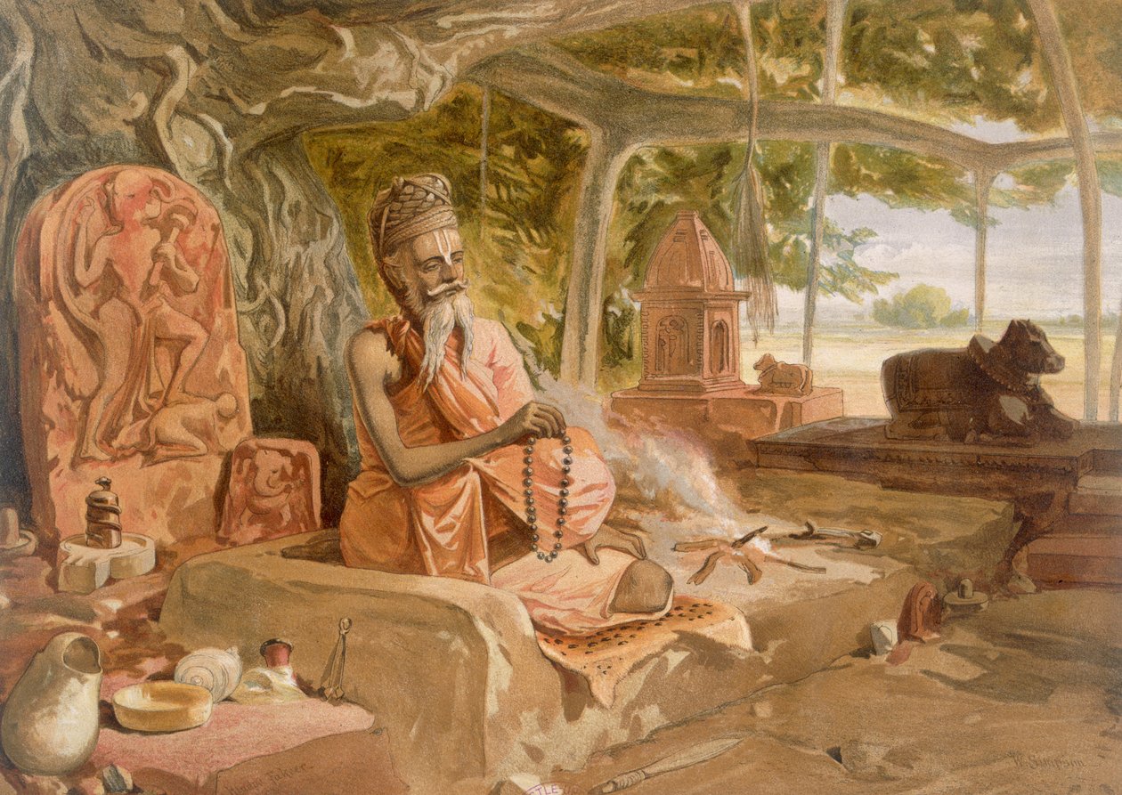 Hinduski fakir, z „Indie Ancient and Modern”, 1867 autorstwa William Crimea Simpson