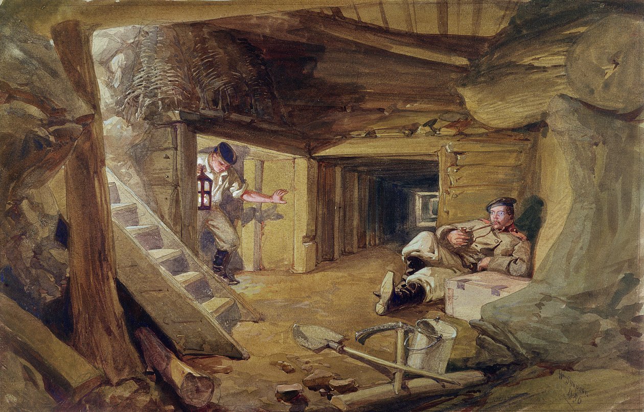 Kopalnia w Bastionie du Mat, Sebastopol, Krym (wc na papierze) autorstwa William Crimea Simpson