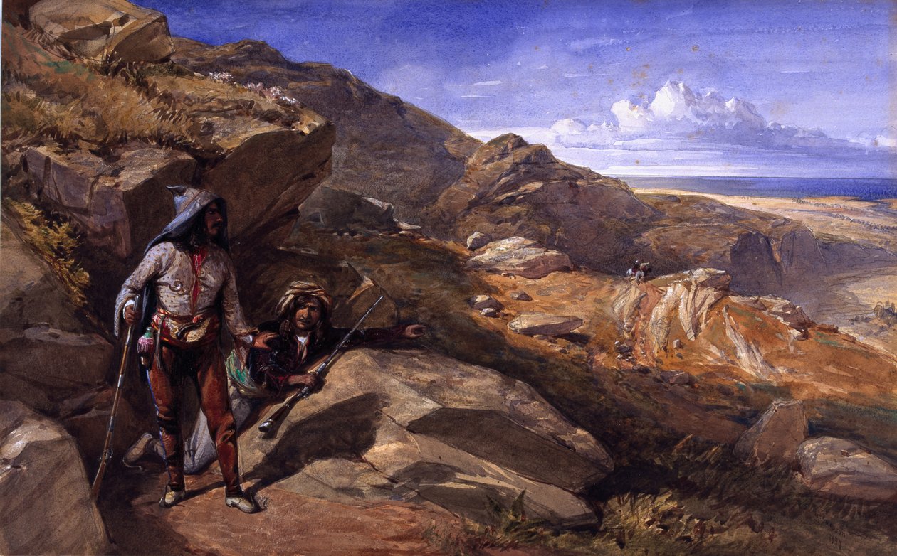 Dwóch bandytów na wzgórzach, 1857 autorstwa William Crimea Simpson