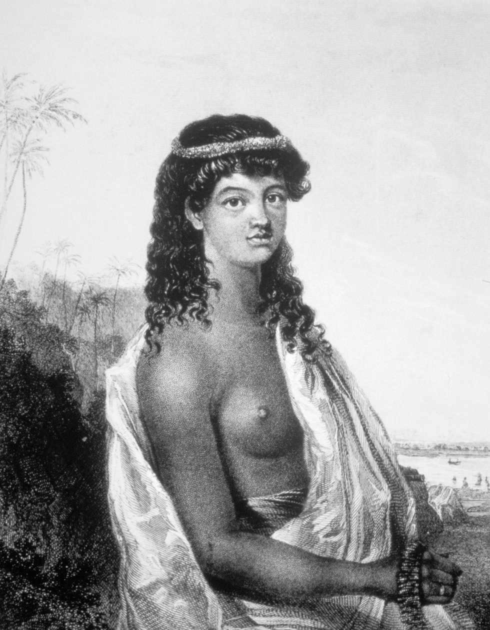 Młoda dziewczyna z Wysp Sandwich na Hawajach, ok. 1826 r. autorstwa William Dampier