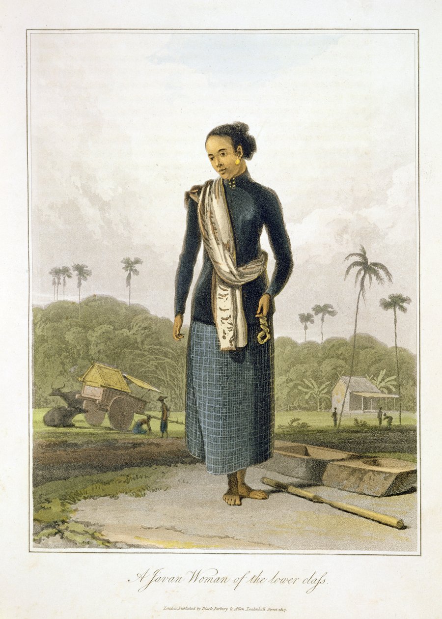 Kobieta jawajska z niższej klasy społecznej, tablica 3 z tomu I "Historii Jawy" Thomasa Stamforda Rafflesa (1781-1826), wyd. 1817 (akwatinta) autorstwa William Daniell
