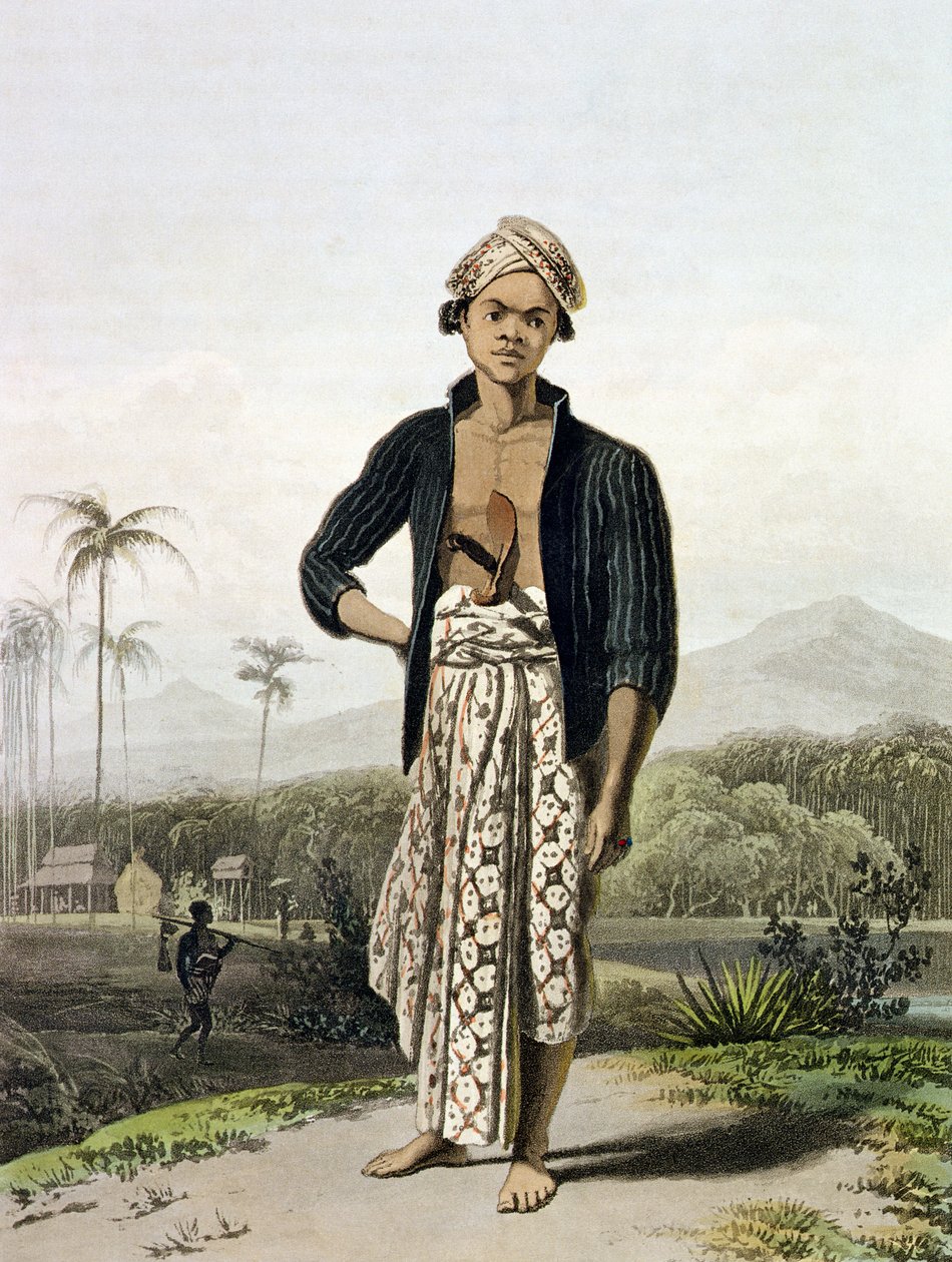 Jawan z niższej klasy, tablica 2 z tom. I „Historii Jawy” Thomasa Stamforda Rafflesa (1781-1826), wyd. 1817 (akwatinta) autorstwa William Daniell