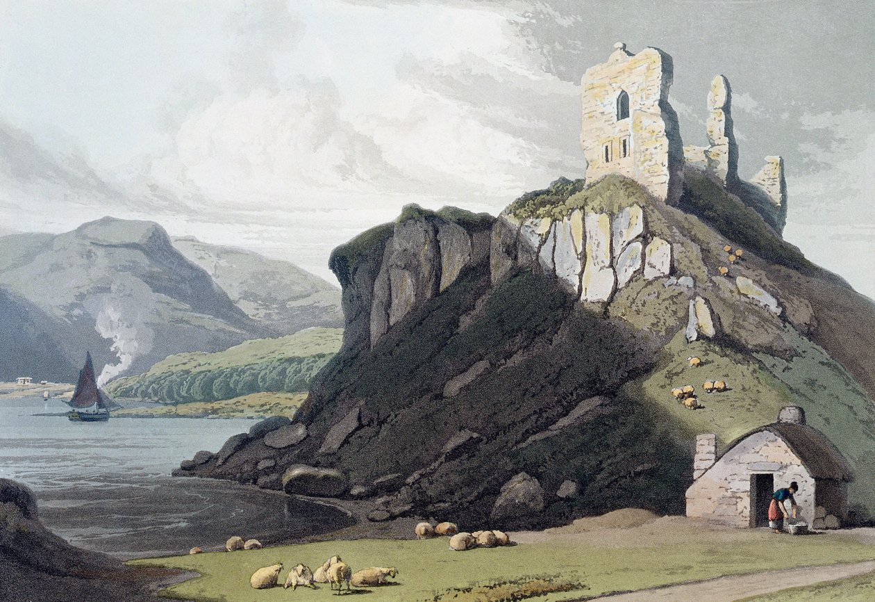 Zamek Aros, Wyspa Mull, Szkocja, 1818 r. autorstwa William Daniell