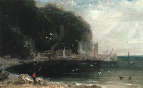 Clovelly w Kanale Bristolskim, ok. 1813 (olej na płótnie) autorstwa William Daniell