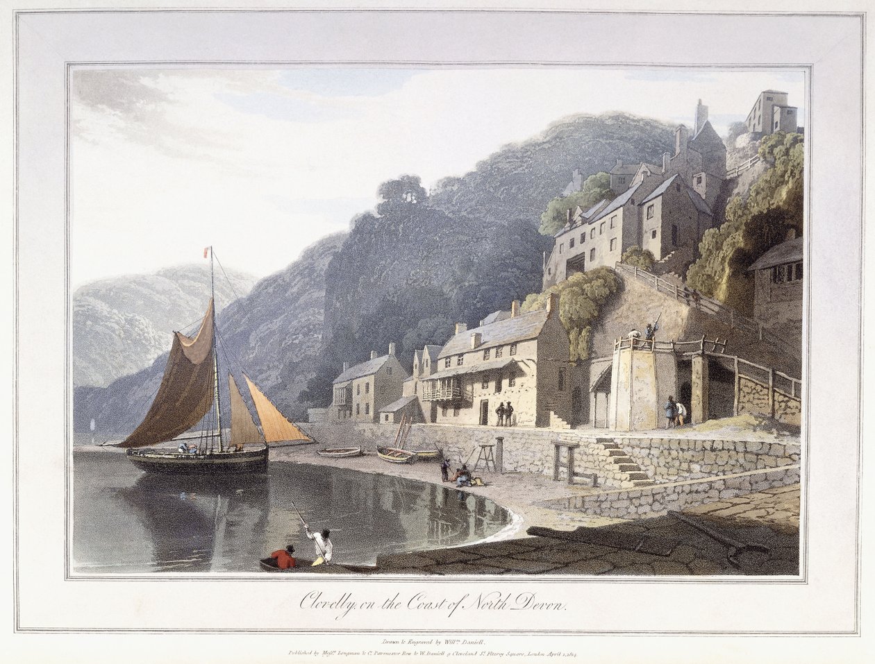Clovelly, na wybrzeżu North Devon autorstwa William Daniell