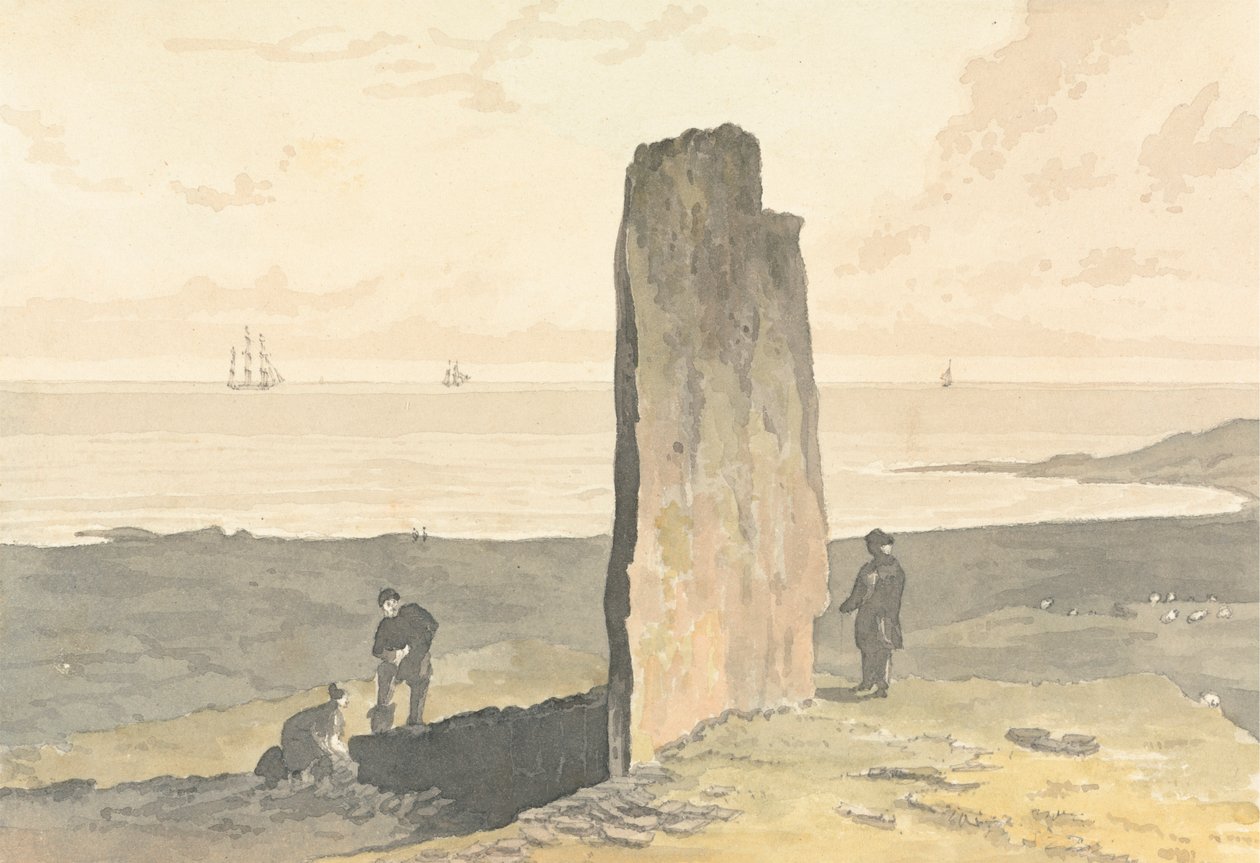Druidical Stone w Strather, niedaleko Barvas, Isle of Lewis autorstwa William Daniell