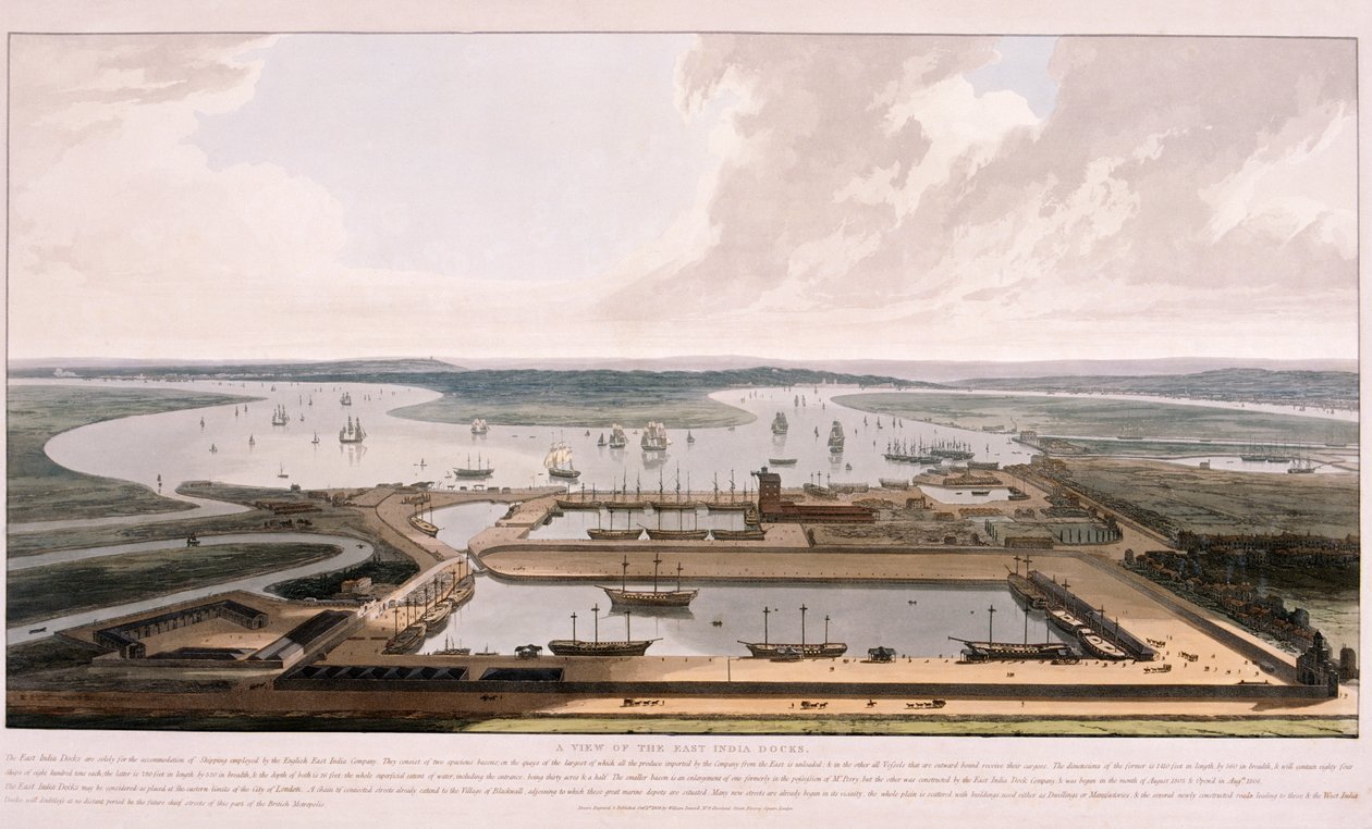 Doki Wschodnioindyjskie, Topola, Londyn, 1808 autorstwa William Daniell