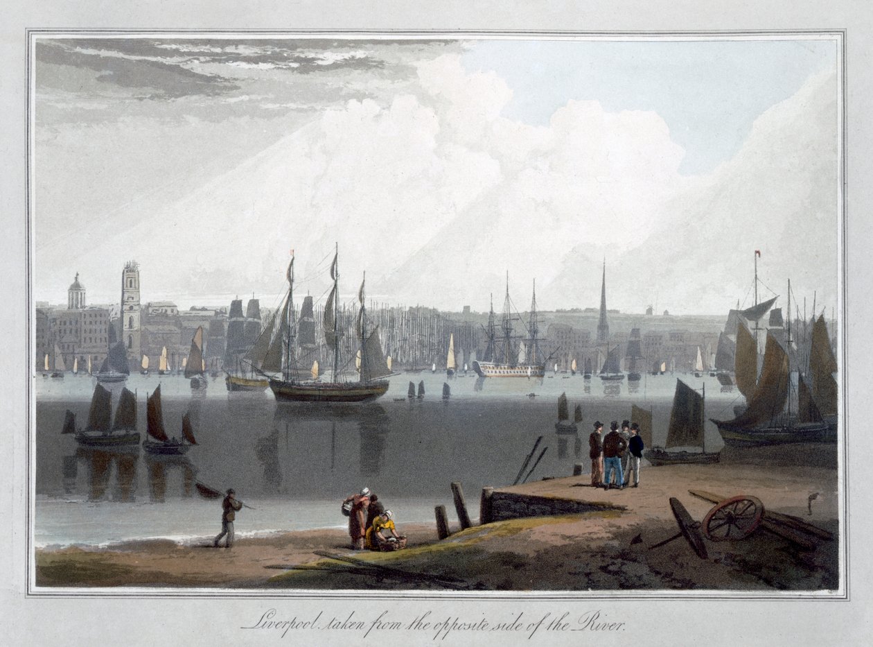 „Liverpool, wzięty z przeciwnej strony rzeki”, 1815 autorstwa William Daniell