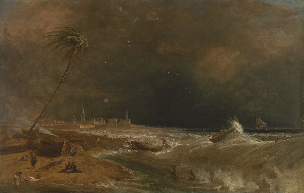 Madras, czyli Fort St.George, w Zatoce Bengalskiej - przemijający szkwał [1833, Royal Academy of Arts, Londyn, katalog wystawy] autorstwa William Daniell