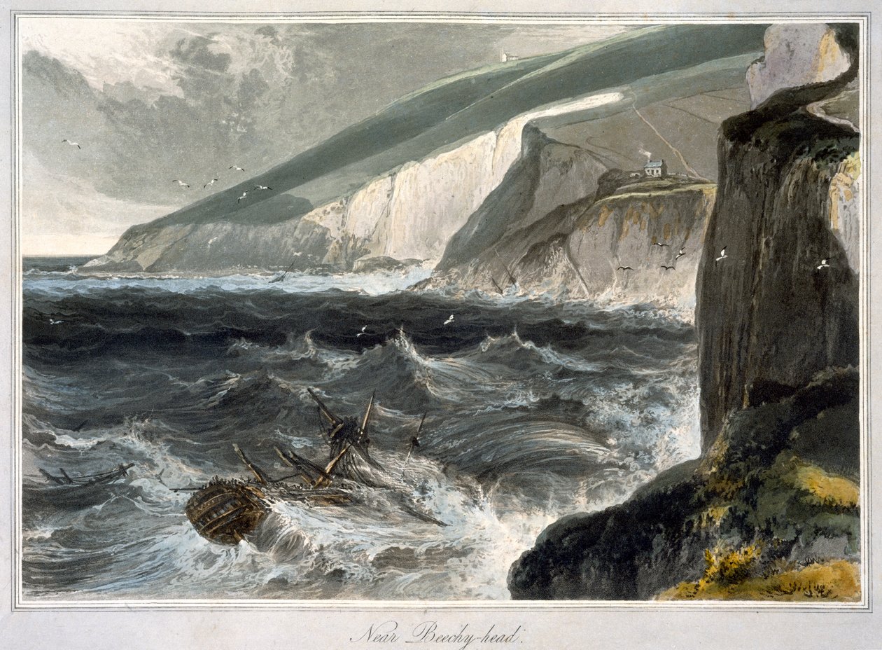 „W pobliżu Beachy Head”, Sussex, 1823 autorstwa William Daniell