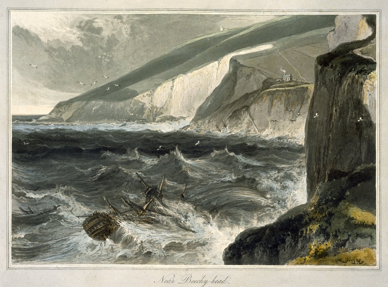 Near Beachy Head, z "A Voyage Around Great Britain Undertaken between the Years 1814 and 1825" wydanej w 1823 r. (akwatinta) autorstwa William Daniell