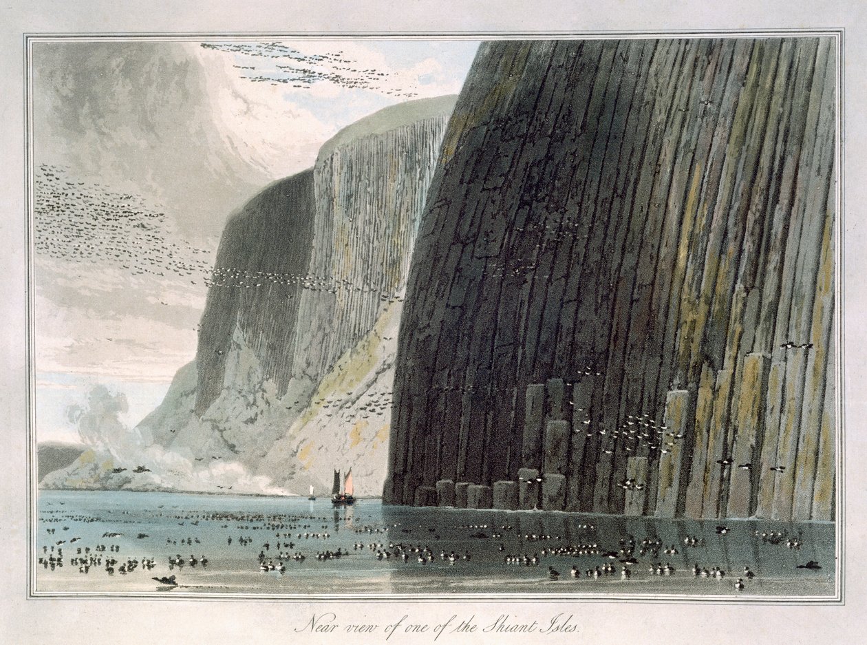 „Widok z bliska jednej z wysp Shiant”, Hebrydy Zewnętrzne, Szkocja, 1829 r. autorstwa William Daniell