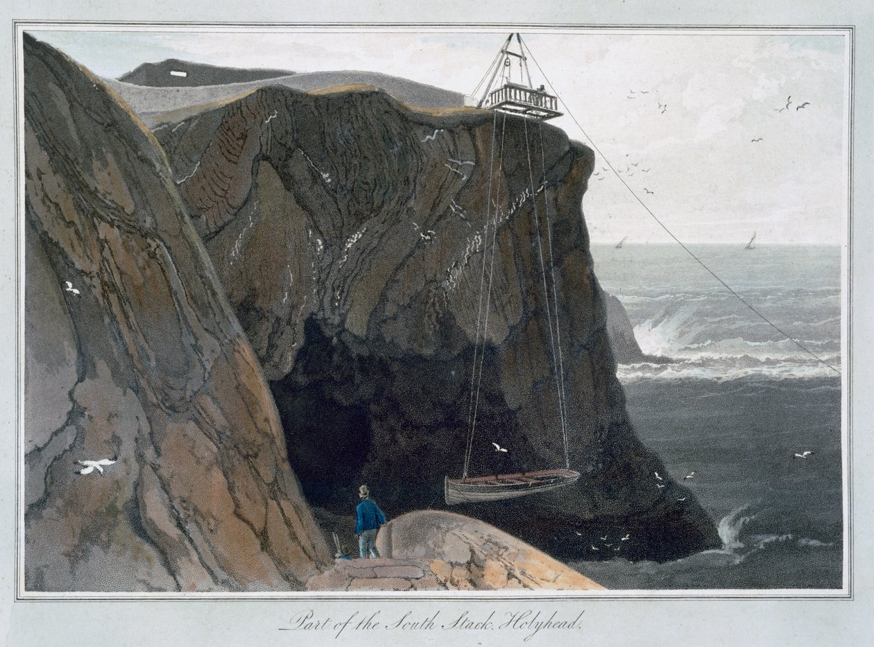 „Część South Stack, Holyhead”, Anglesey, Walia, 1829 autorstwa William Daniell