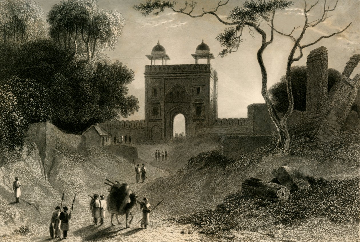 Brama Agra, Chauter Serai, 1835. autorstwa William Daniell