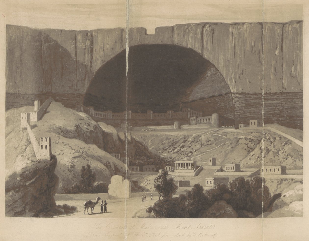 Jaskinia Makoo w pobliżu góry Ararat autorstwa William Daniell