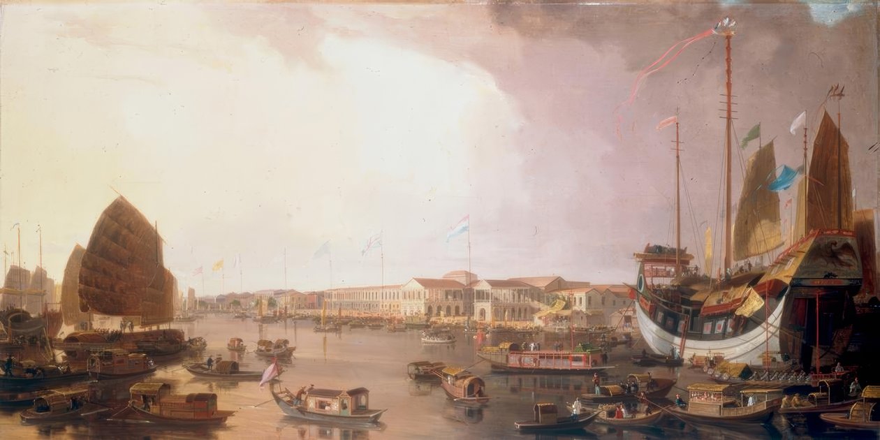 Europejskie fabryki w Kantonie w Chinach autorstwa William Daniell