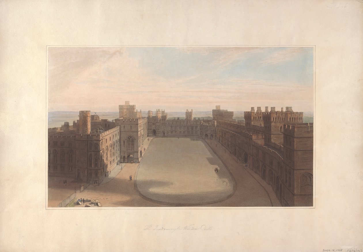 Czworokąt, Zamek Windsor - Widok z Okrągłej Wieży, Zamek Windsor autorstwa William Daniell