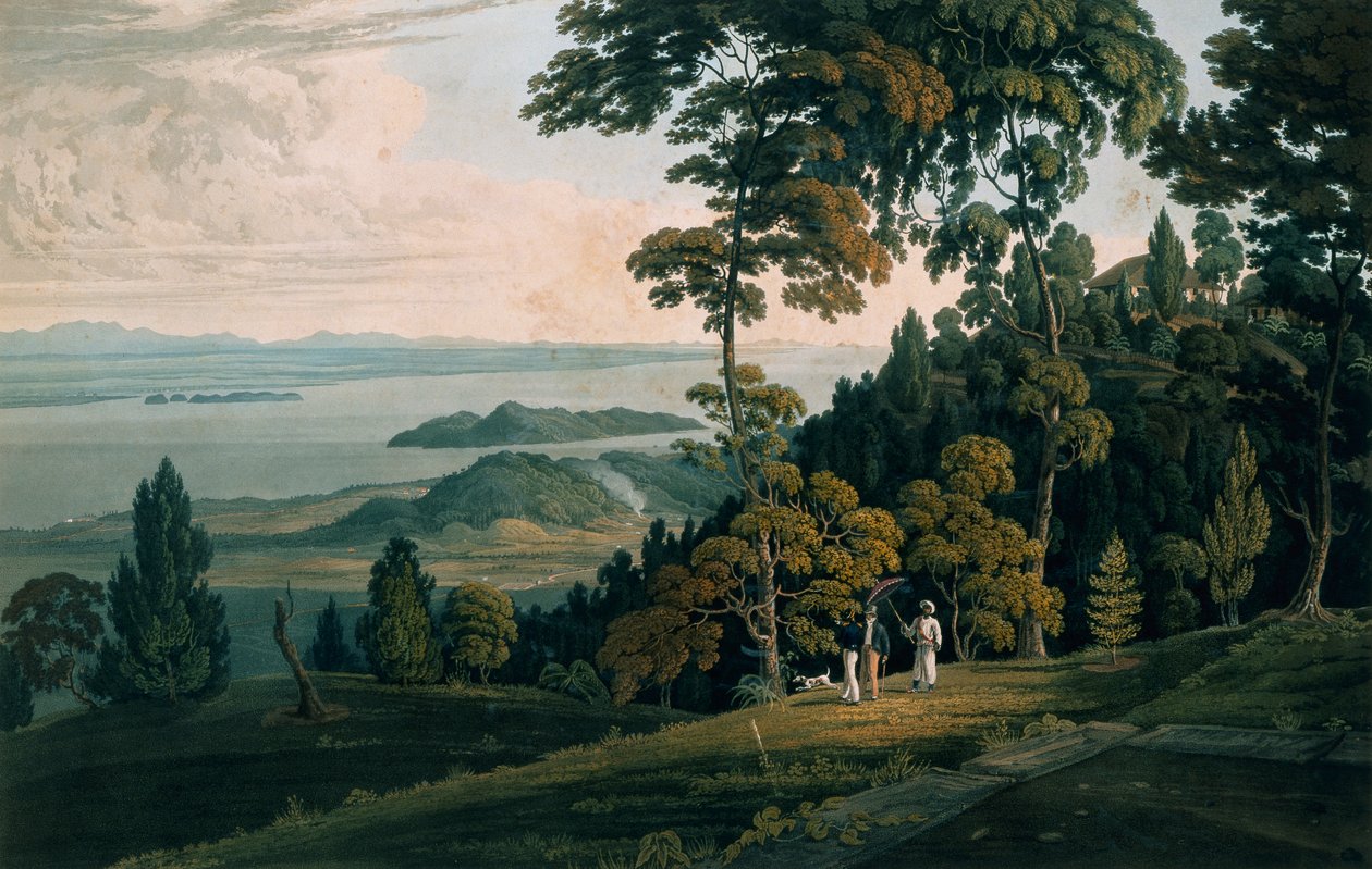 Widok ze wzgórza Halliburtons na Wyspie Księcia Walii autorstwa William Daniell