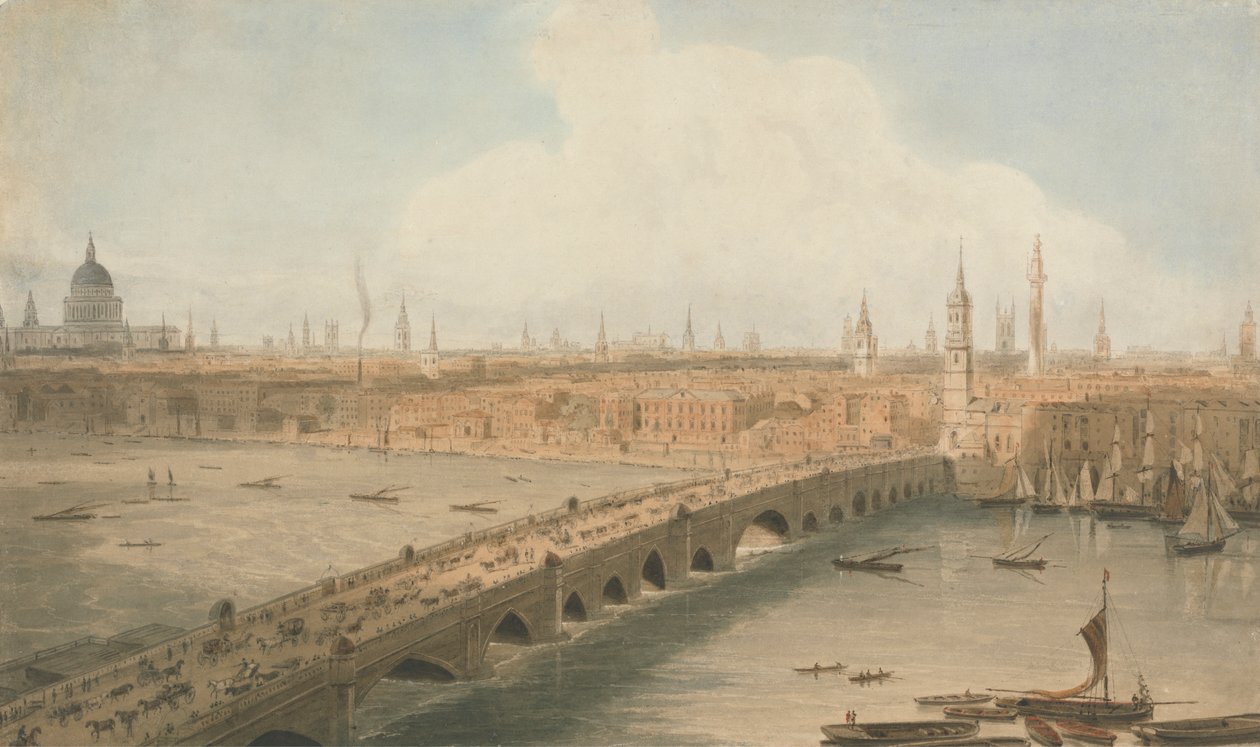 Widok na London Bridge i katedrę św. Pawła autorstwa William Daniell