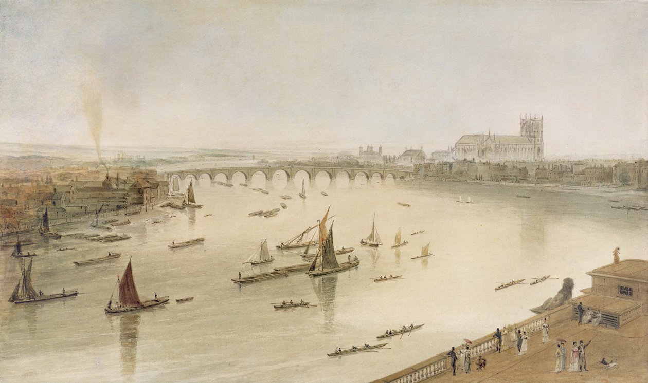 Westminster Bridge z Somerset House, 1805 autorstwa William Daniell