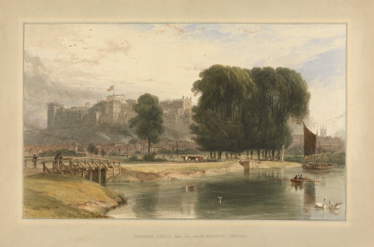 Castelo de Windsor perto de Brocas Meadowspolish autorstwa William Daniell