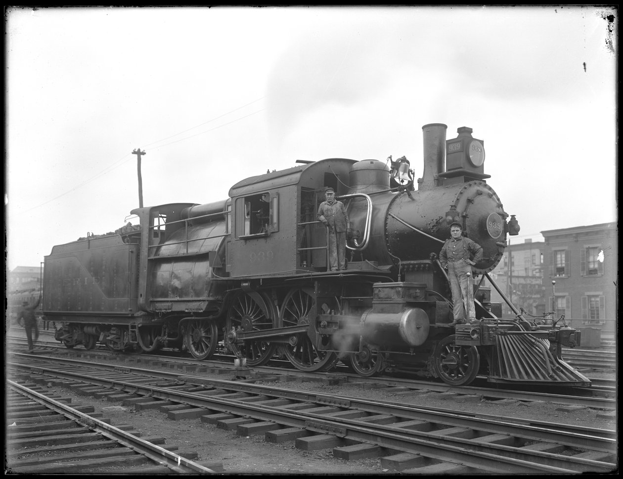 Lokomotywa Erie Railroad, widok z boku, ok. 1911-12 autorstwa William Davis Hassler