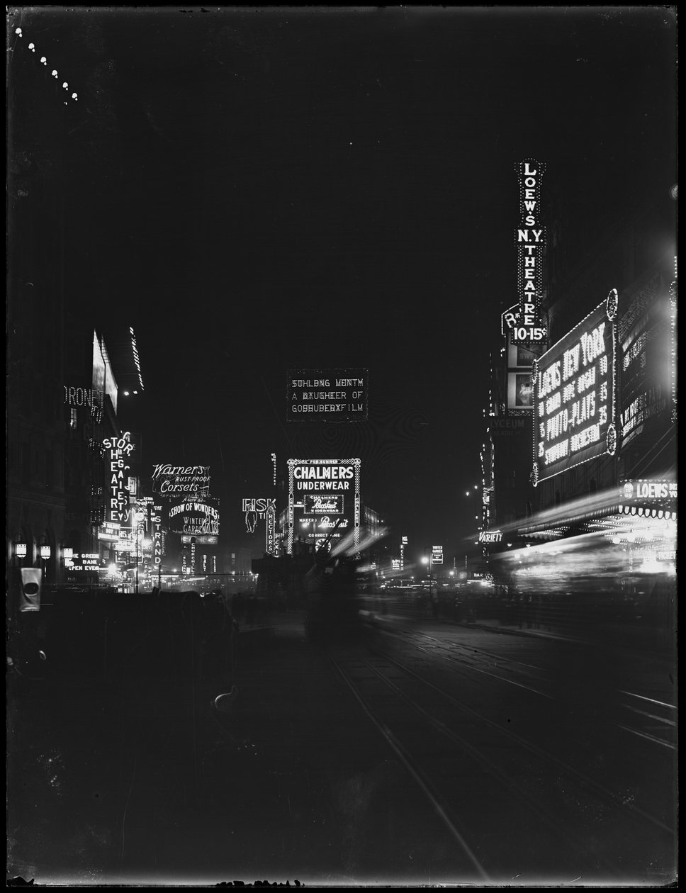 Podświetlane znaki na Times Square, Nowy Jork, 1917 r. autorstwa William Davis Hassler