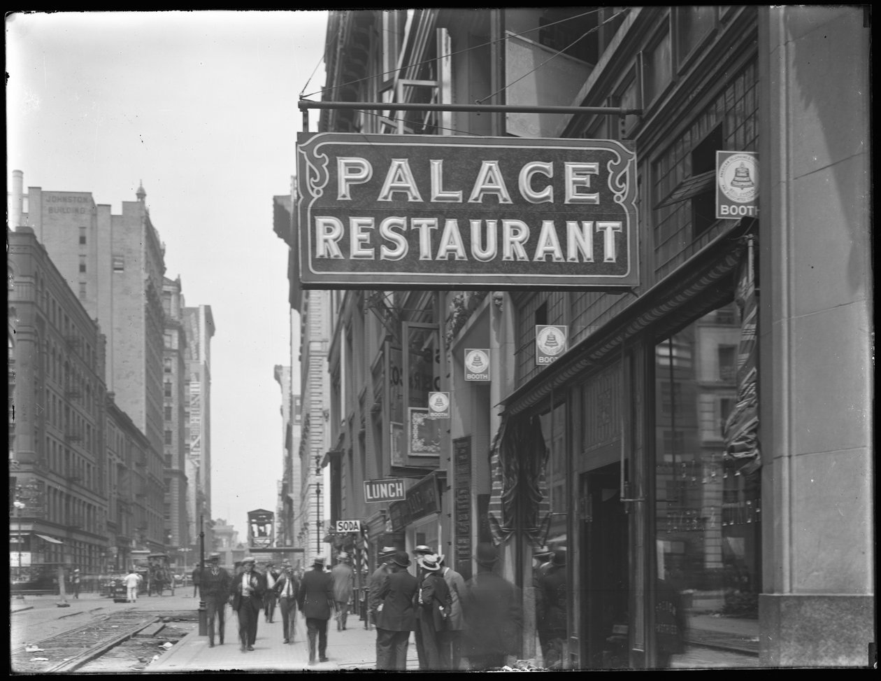 Znak dla restauracji Palace, W. 28th Street, Nowy Jork, 29 lipca 1916 r. autorstwa William Davis Hassler