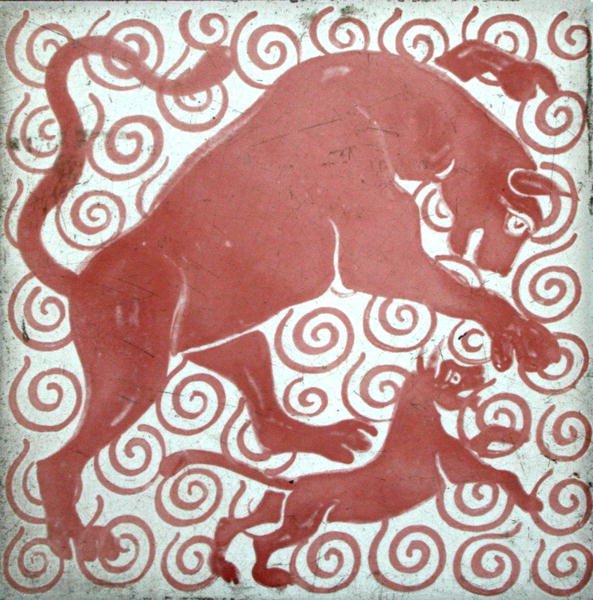 Mityczne bestie (ceramiczne) autorstwa William de Morgan