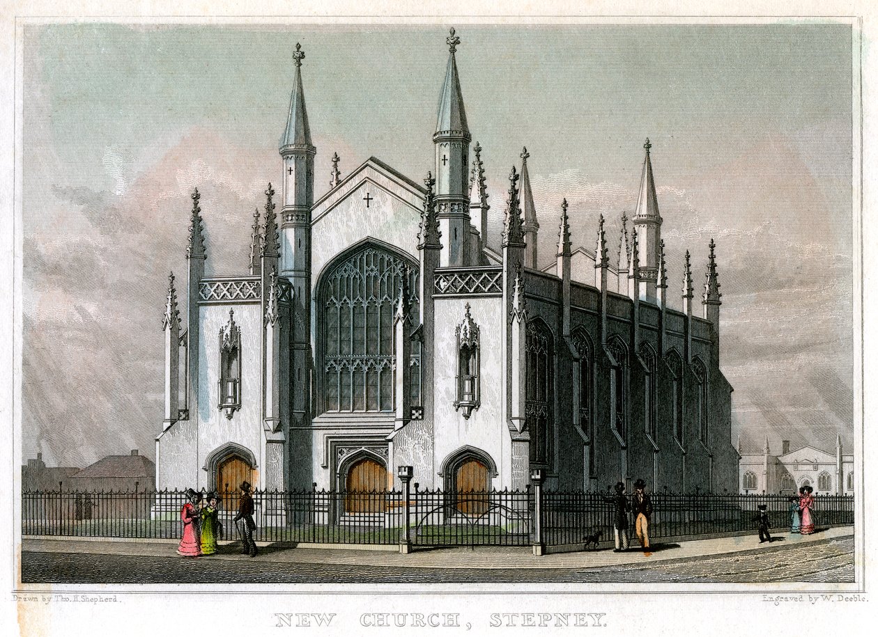 Nowy Kościół, Stepney, Londyn, 1828. autorstwa William Deeble