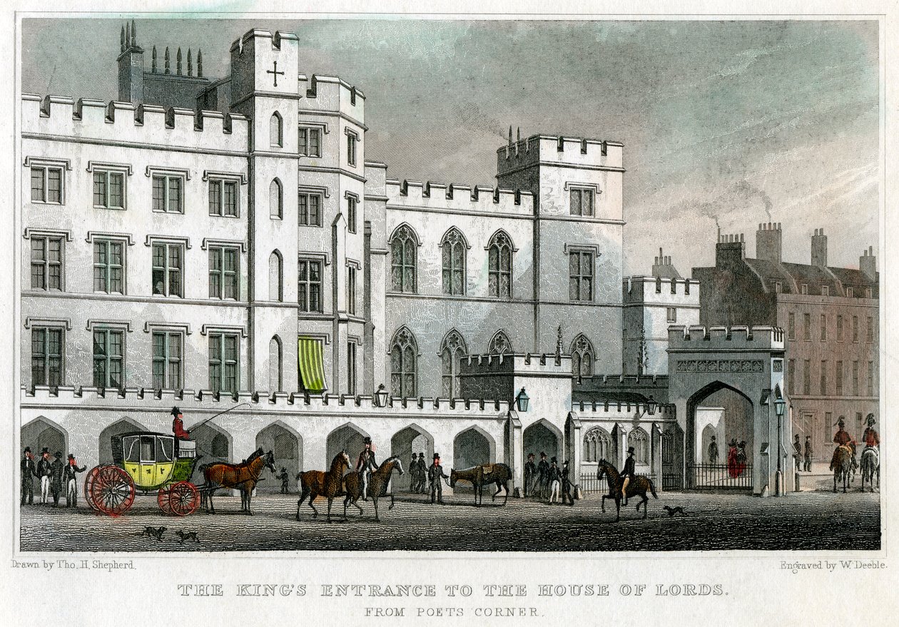 Wejście Królów do Izby Lordów, Pałac Westminsterski, Londyn, 1829. autorstwa William Deeble