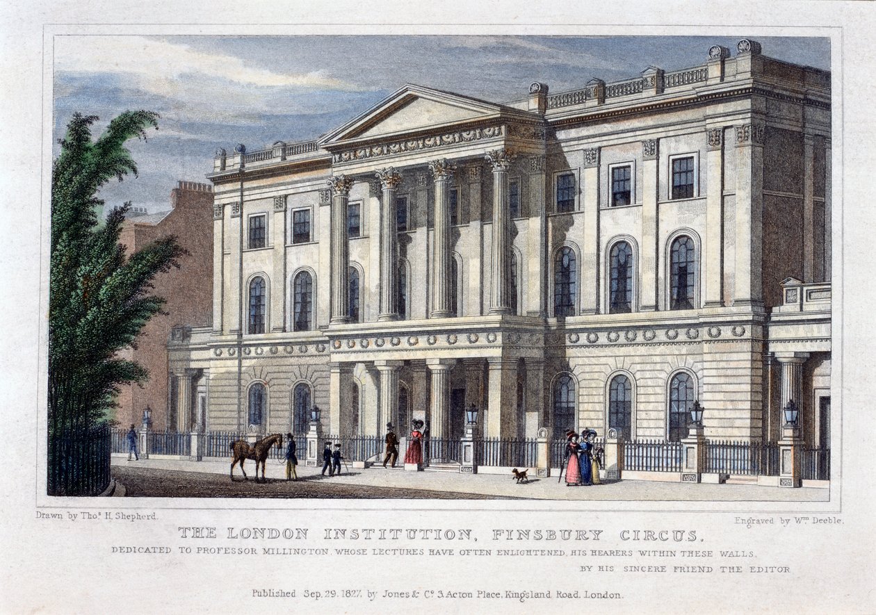 The London Institution, Finsbury Circus, Londyn, 1827 autorstwa William Deeble