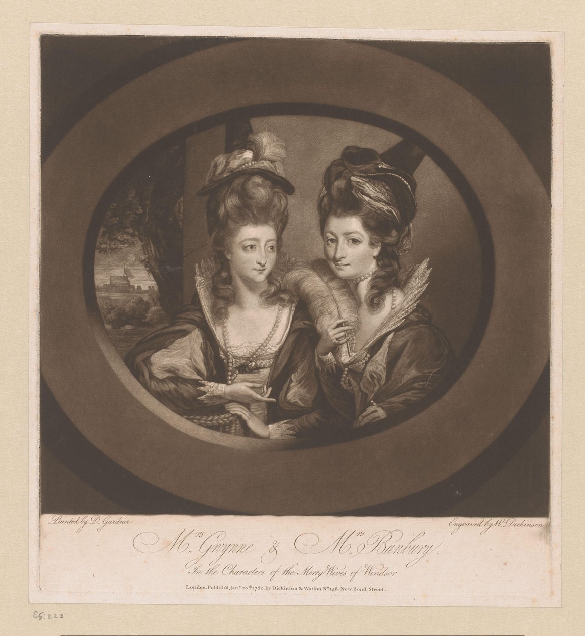 Portret van Mary Gwyn i Catherine Bunbury Pani Gwynne i Pani Bunbury, / w postaciach Wesołych kumpel z Windsoru (tytuł na obiekcie) autorstwa William Dickinson