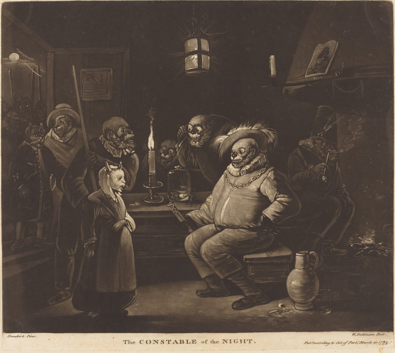 Konstabl Nocy autorstwa William Dickinson after Egbert van Heemskerck