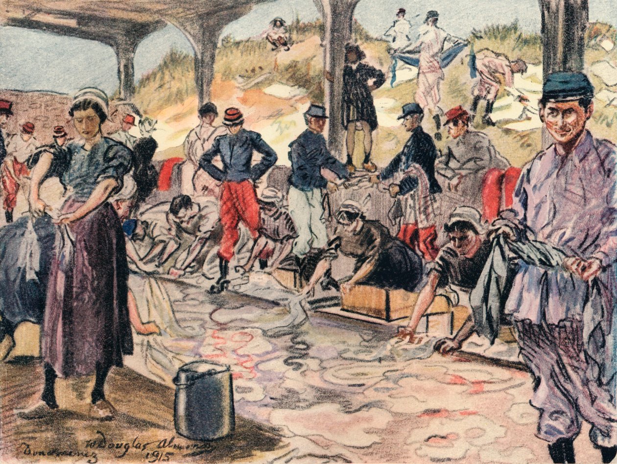 Pranie dla żołnierzy, Douarnenez, 1915 autorstwa William Douglas Almond